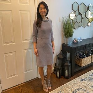 Boden navy and white striped ponte dress